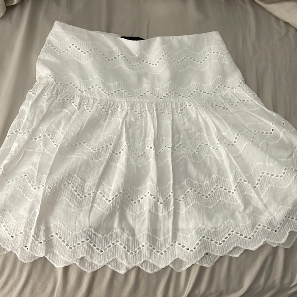 High Waisted Scalloped Eyelet Lace Mini Skirt